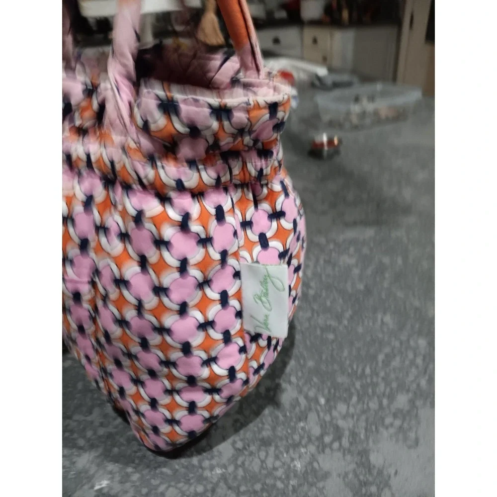 Vera Bradley FLORAL PINK Tote Shoulder Bag Top Zip Flowers Zipper On Both Sides